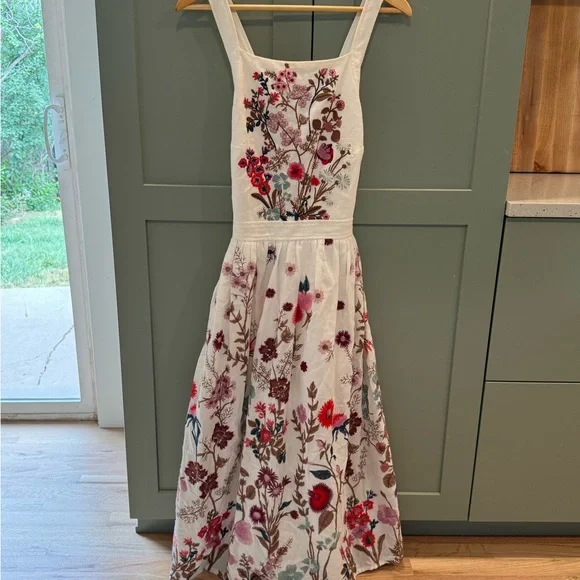 Anthropologie White and Red Halter A-line Midi Dress - Picture 2 of 7